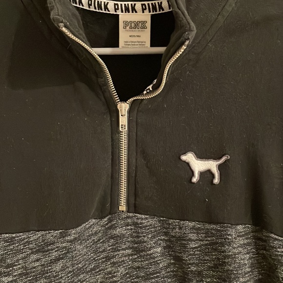 Victorias Secret PINK Love Pink Quarter Zip Medium Black & Gray - Picture 2 of 5
